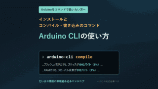 Arduino CLIの使い方。arduino-cli compile の実行結果で、フラッシュメモリのうちスケッチが1992バイト（6%）、RAMのうちグローバル変数が202バイト（9%）を使っていると表示されている